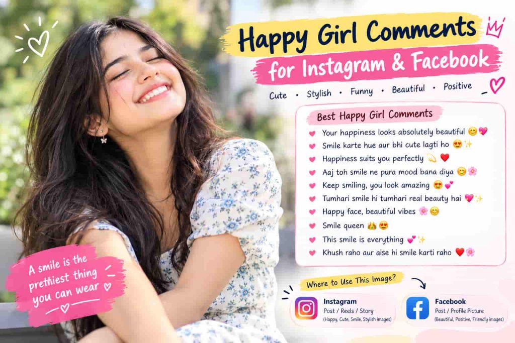 Cute Comments for Happy Girl Pic